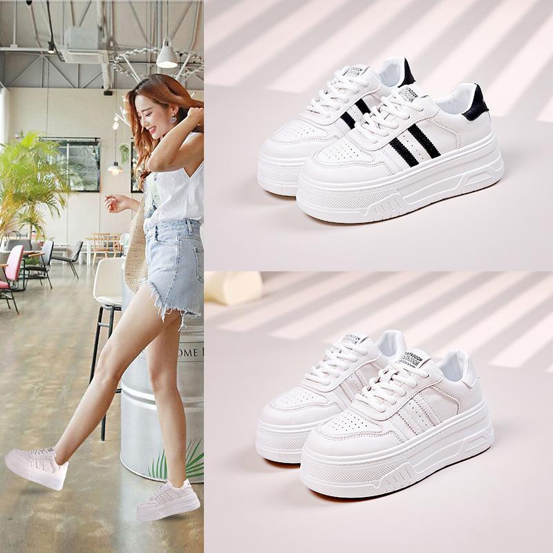 Star with the same thick-soled white shoes leather heightening shoes Internet celebrity sports breathable board shoes Ruian manufacturers casual shoes