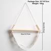 Solid Wood Wall Hanging Shelf Macrame Cotton Cord Net Basket Storage Shelf  for Home Decor