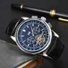 Men's Automatic Mechanical Tourbillon Watch, 5-Hand Multi-Function with Date, Stainless Steel Business Wristwatch, Black