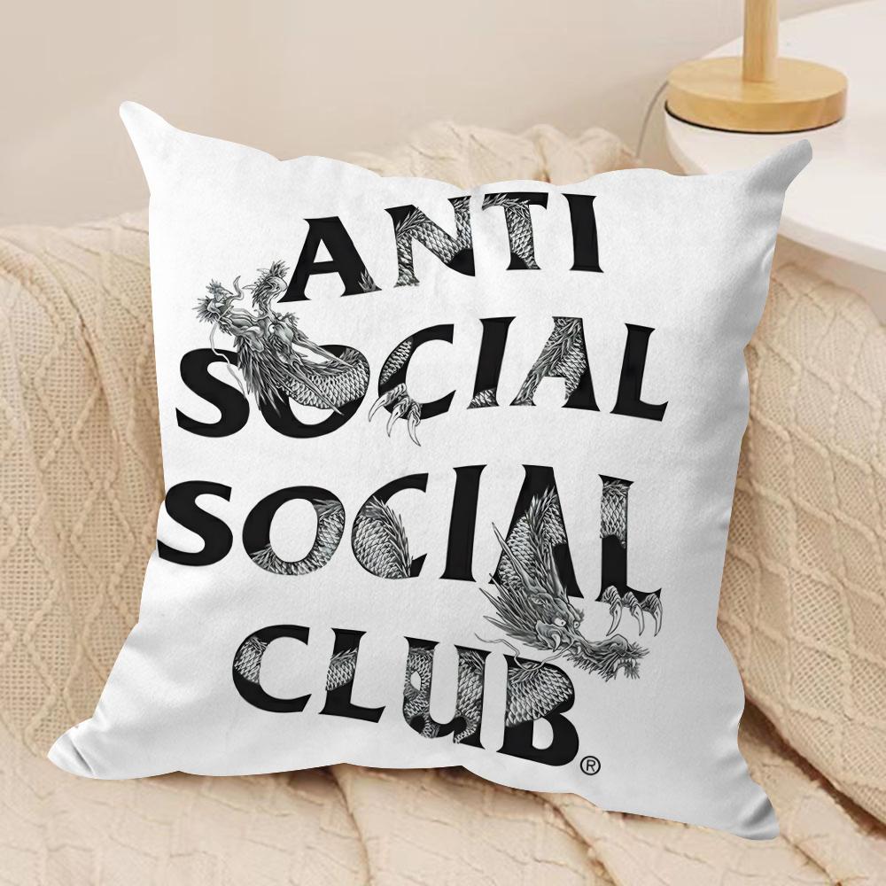 AAnti Social Social Club Cushion Cover Soft Plush Fabric DoubleSided Printed Sofa Cushion Cover for All Seasons Home DecorGift