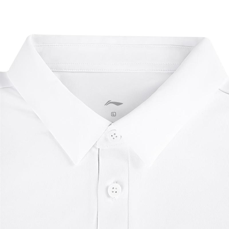 Li-Ning Plain Simple Skin-Friendly Breathable Quick-Dry Comfortable Short Sleeve Polo Shirt Casual Sports Suit Unisex suits White APLV029-12+AKST593-7