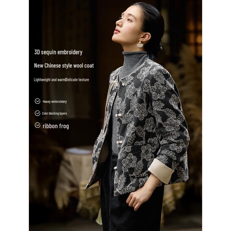 XWI Women s New Chinese Style Wool Blend Short Coat S