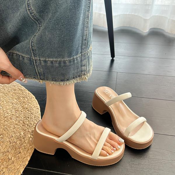Fashion Beach Shoes Woman's Slippers Platform Slides Fashion On A Wedge Heeled Mules Sabot 2025 Summer Luxury High Shoes Woman 2025 Slip