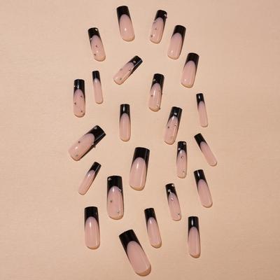 Yousheng Press On Nails French Acrylic Extra Long with Rhinestone Shiny DIY Manicure Full Cover Long Fake Nails