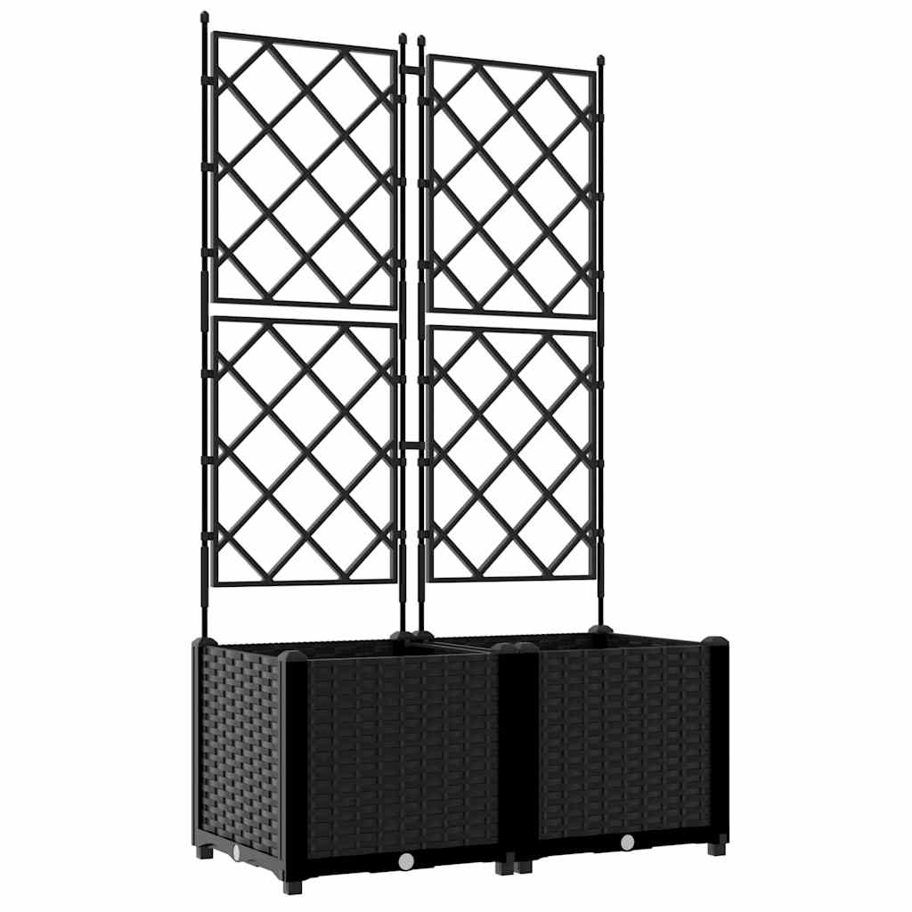 Garden Planter 2 pcs Black 80 x 40 x 143 cm Plastic