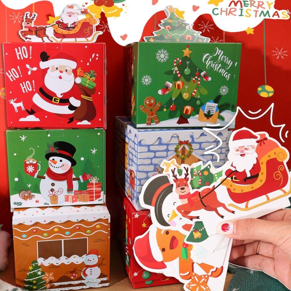 With 50pcs Transparent Bags Pull Out Christmas Money Box Merry Christmas Santa Transparent Bags Money Pulling Box DIY Snowman
