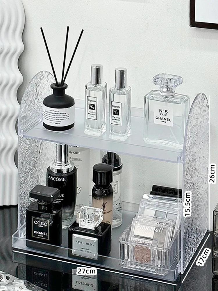 

Настольная подставка для парфюмерии Акриловая полка для хранения косметики в стиле легкой роскоши Органайзер для хранения макияжа, губной помады, палетки теней для век, для ванной комнаты прозрачный