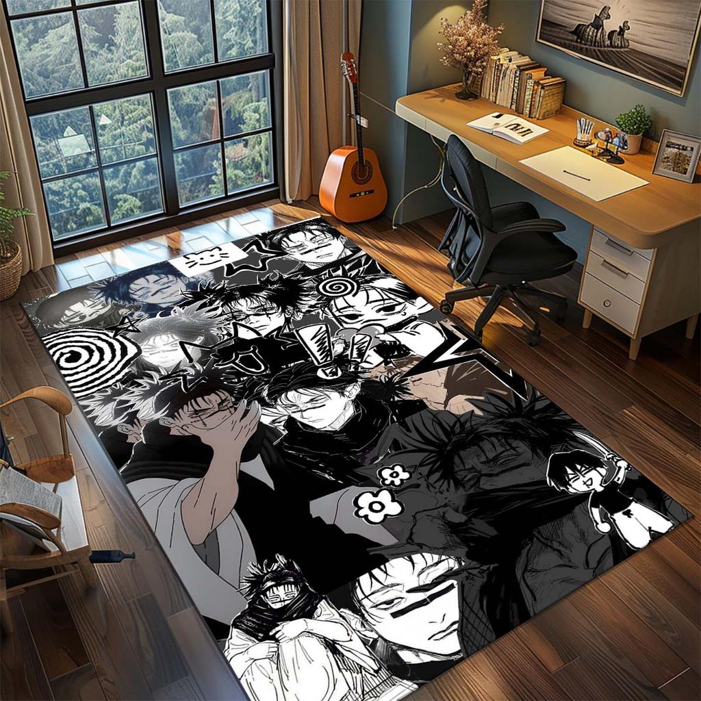 Tappeto in Poliestere per Interni Jujutsu Kaisen Tappeto Anime Antiscivolo Decorazione Pavimento Soggiorno Camera da Letto -QJY