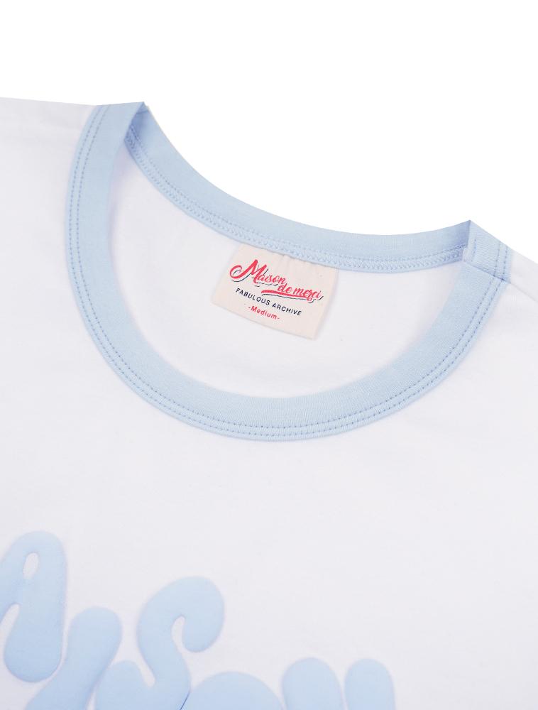LA MAISON STUDIO Sunstar Ringer Short Sleeve T-Shirt White Blue (Fcg2Ts769W)