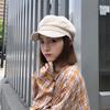 Octagonal Hat Female Soft Brim Striped Autumn and Winter Bud Beret Student Painter Hat Cap Casual Versatile