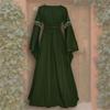 European & American Gothic Retro Square Neck Long Bell Sleeve Lace-Up Slimming Women's Dress