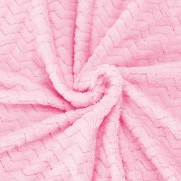 Couverture - SPRINGOS - Zigzag - 70 X 160 Cm - Polyester - Rose Bébé
