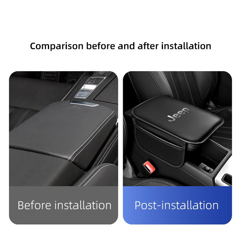 PU Leather Car Armrest Cushion Arm Rest Box Pad Auto Accessories For Jeep Grand Cherokee Wrangler JK Gladiator Compass Renegade