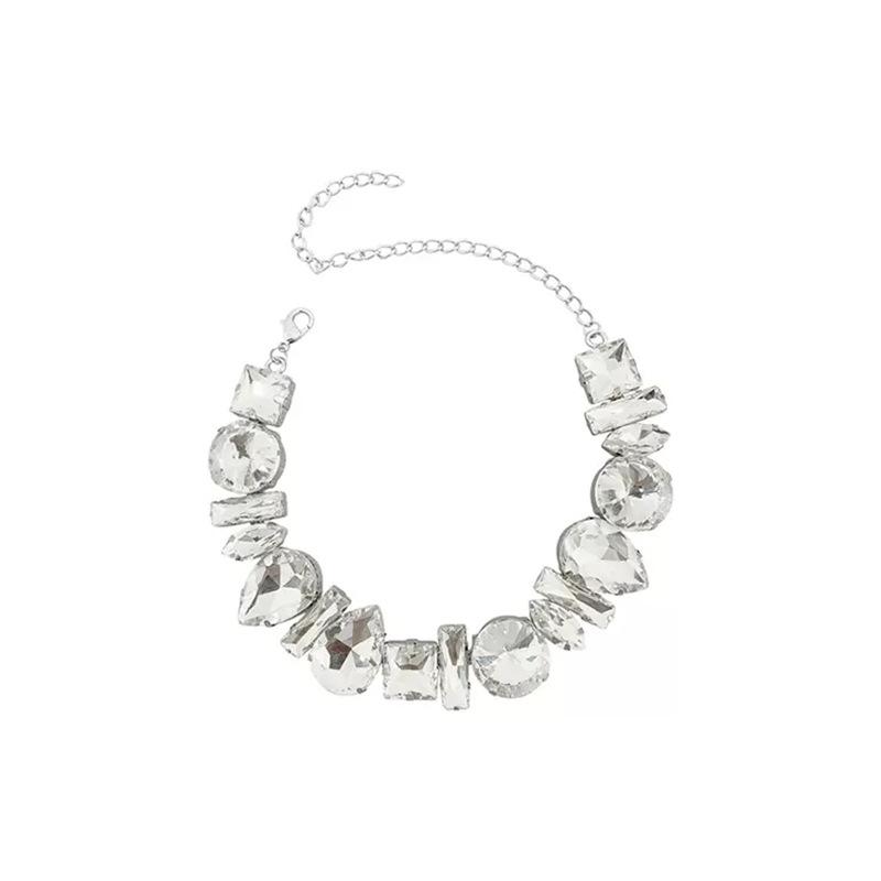 Personality Exaggeration Fashion Geometry Crystal Beaded for Women New Luxury Temperament Shiny Zircon Choker Chain Jewelry Gift