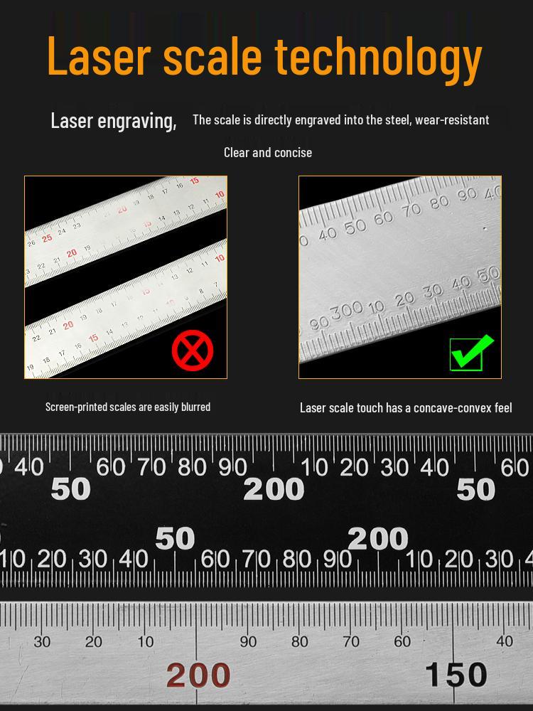 Stainless Steel Thickened L-Shaped Right Angle Ruler (90°, 300/500/600mm) for Woodworking & Decoration