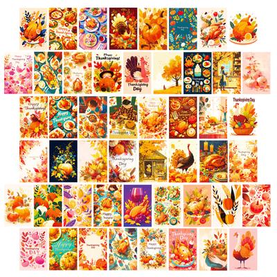 50 Thanksgiving Themed Turkey Pumpkin Idyllic Wall Decorative Cards Postcards