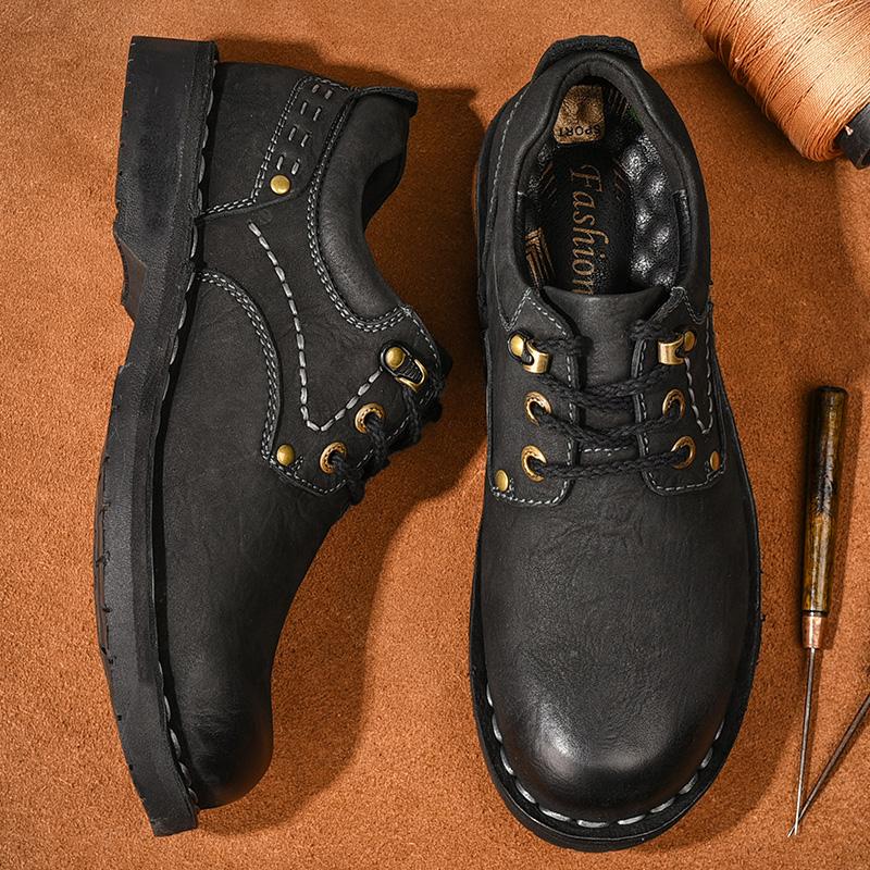 Fashion 2025 Men Casual Shoes Luxury Brand Casual Slip on Formal Loafers Men Genuine Leather Italian Style Black Male Walking Shoes