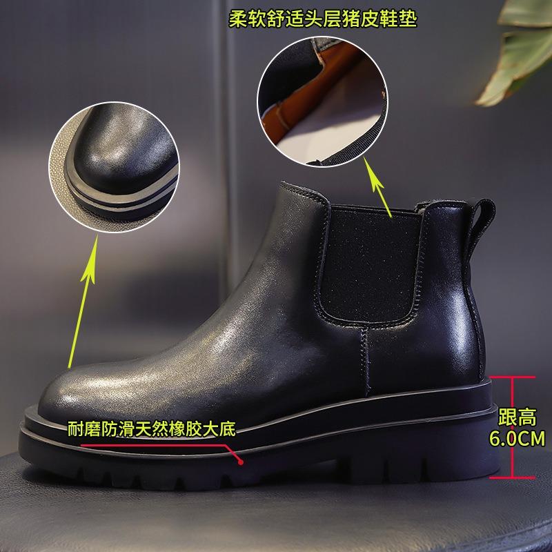 Leather Martin boots women's autumn new short boots thick heel casual boots women's Chelsea pipe women's boots tide