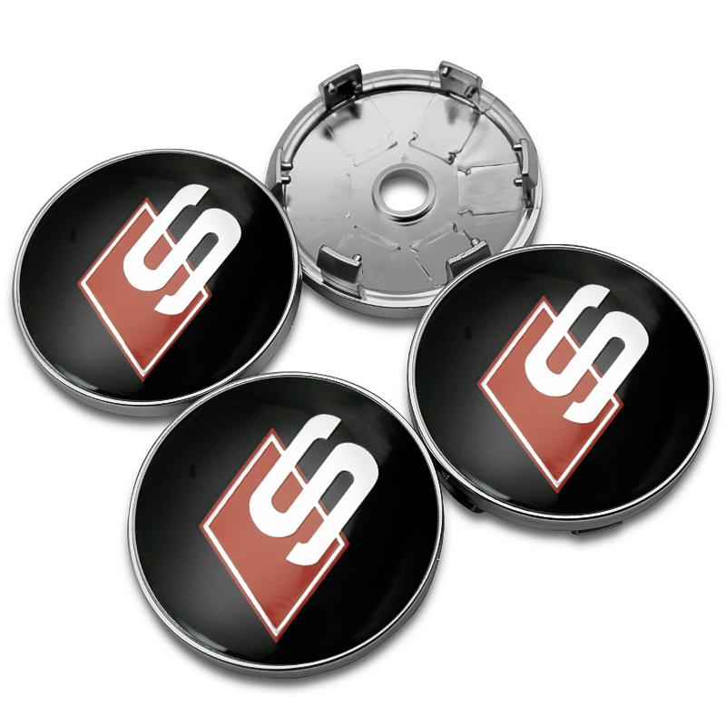 4Pc 56mm 60mm Car Wheel Center Cap Stickers Hub Covers Badge Decal Accessories For Audi Sline A1 A2 A3 A4 A4L A5 RS RS3 RS4 RS6