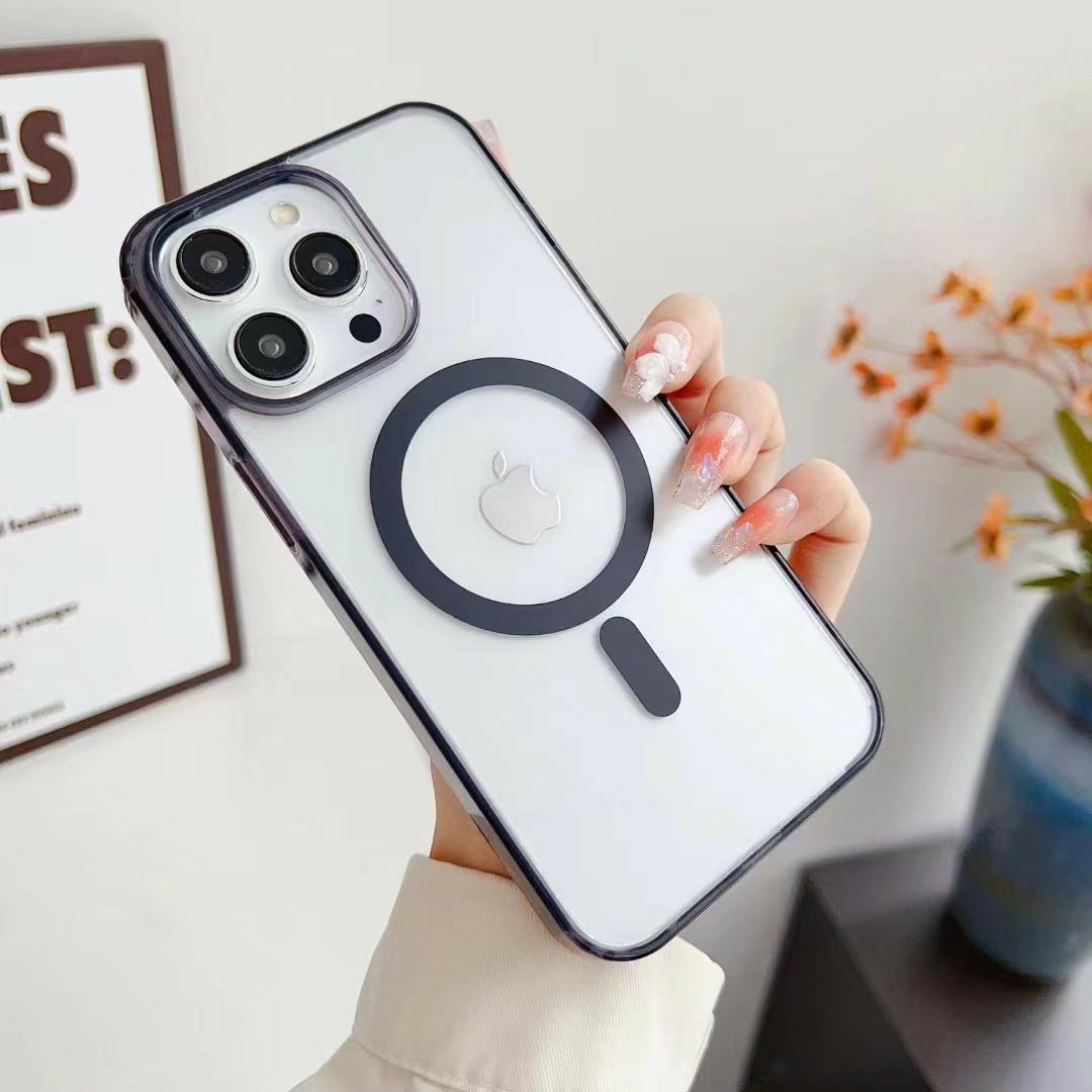 

For iPhone 16 Pro Case Compatible with MagSafe Acrylic+TPU Matte Phone Cover Transparent Black