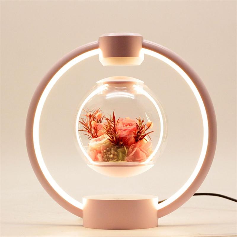 Magnetic Levitating Preserved Flower with Aluminum Base, 360° Free Rotation, Home Decoration Birthday Gift Valentine's Day Gift