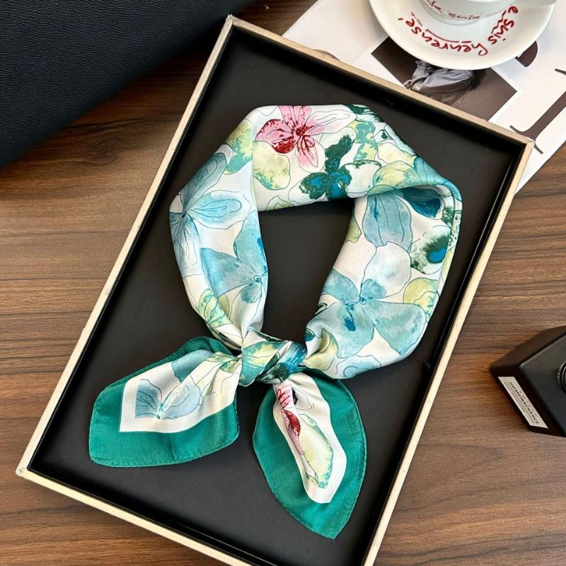 Polka Dot Silk Scarf Square Scarf High-end New Versatile Decorative Scarf Scarf Scarf Neck Cashew Flower Scarf Shawl Can Be Used As a Tube Top