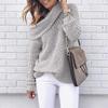Damen Pullover mit hohem Kragen, einfarbig gestrickt - Europäische & Amerikanische Herbst/Winter Kollektion
