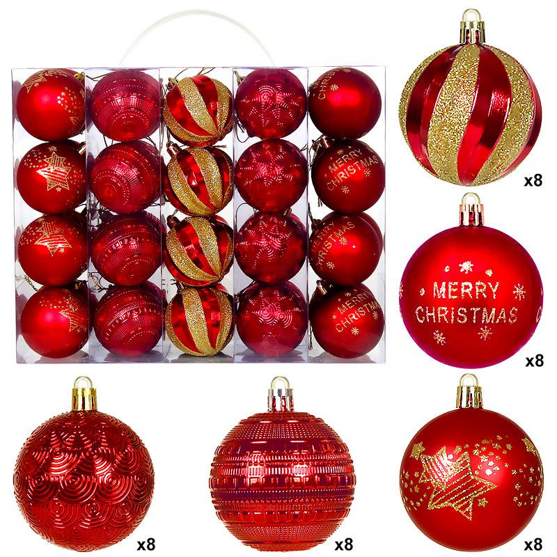 Cross-border Christmas Ornament Set: 40 Decorative 6CM Painted and Plated Plastic Balls.