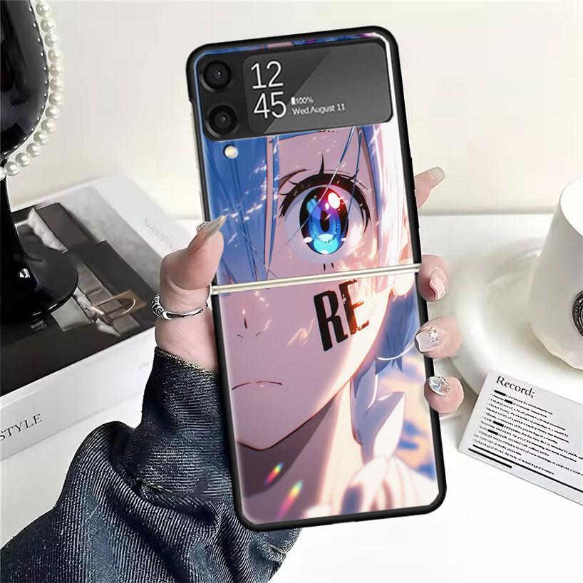 R-Rem Re Zero Anime Cases For Samsung Galaxy Z Flip 4 5 6 7 3 Z Flip7 Flip6 Flip4 Flip5 Flip3 5G Hard Shockproof Fundas Cover