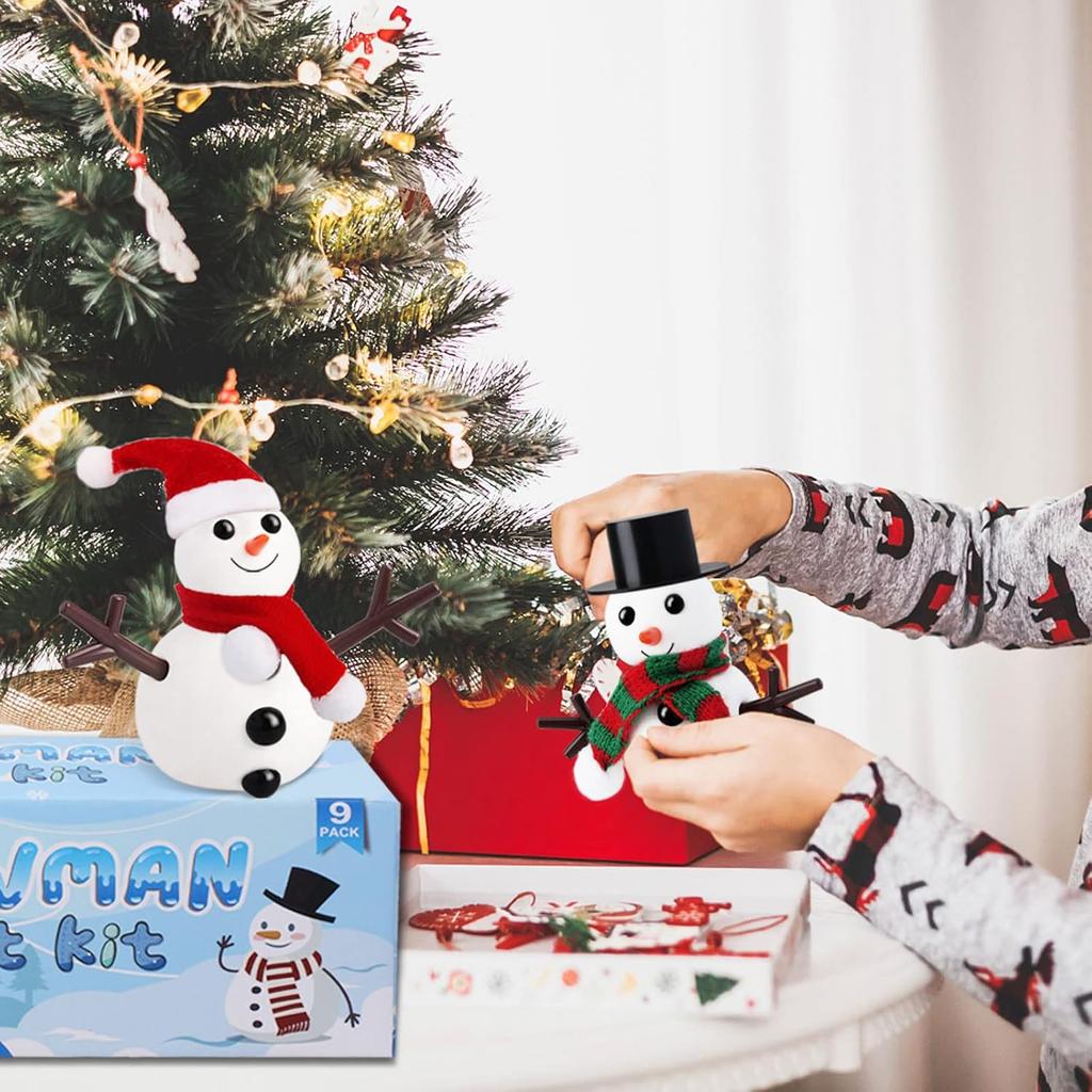 9 Pack Build a Snowman Kit Snowman Christmas Crafts for Kids Gift, Modeling Clay Snowman DIY Kit
