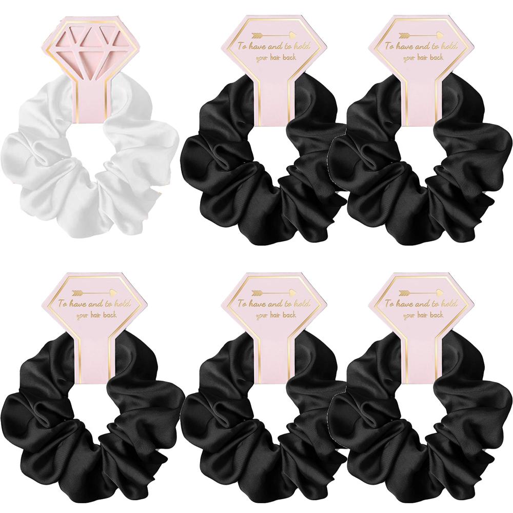 6pcs Satin Scrunchies Girls Elastic Hair Band Ponytail Holder Ties Rubber Bands Bride Bridesmaid Accessories Wedding Supplies