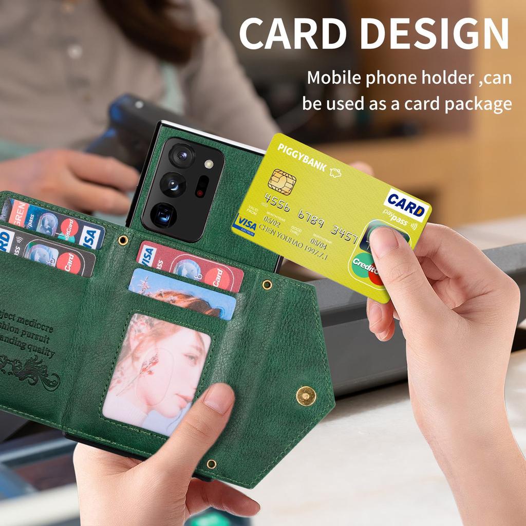 Husă de telefon tip crossbody cu suport pentru carduri, cu buzunar cu fermoar și șnur pentru Samsung S24ultra S23 A53