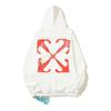Unisex Off-White Embroidered Letter Hooded Sweatshirt for Autumn/Winter