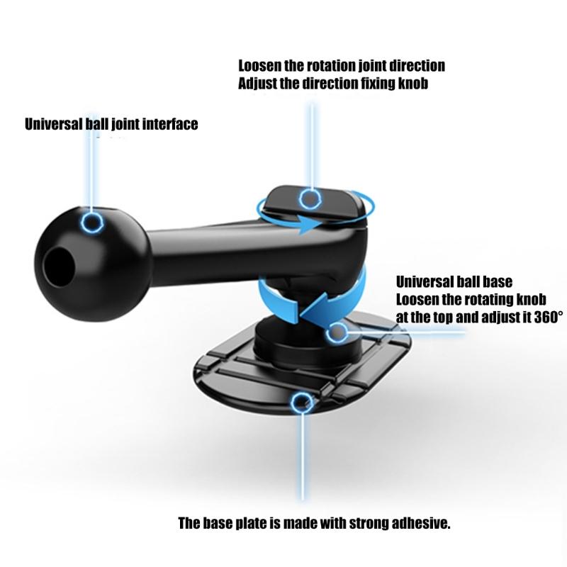 360 Degree Rotating Base 17mm Ball Head Base Car Dashboard Phone Bracket Adhesive Sticker Base Adjustable Stand Base