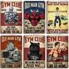 Old Man Gym Club Inspirational Phrase Art Painting Wall Plate Decor Vintage Tin Sign Fitness Garage Room Decoration Metal Signs