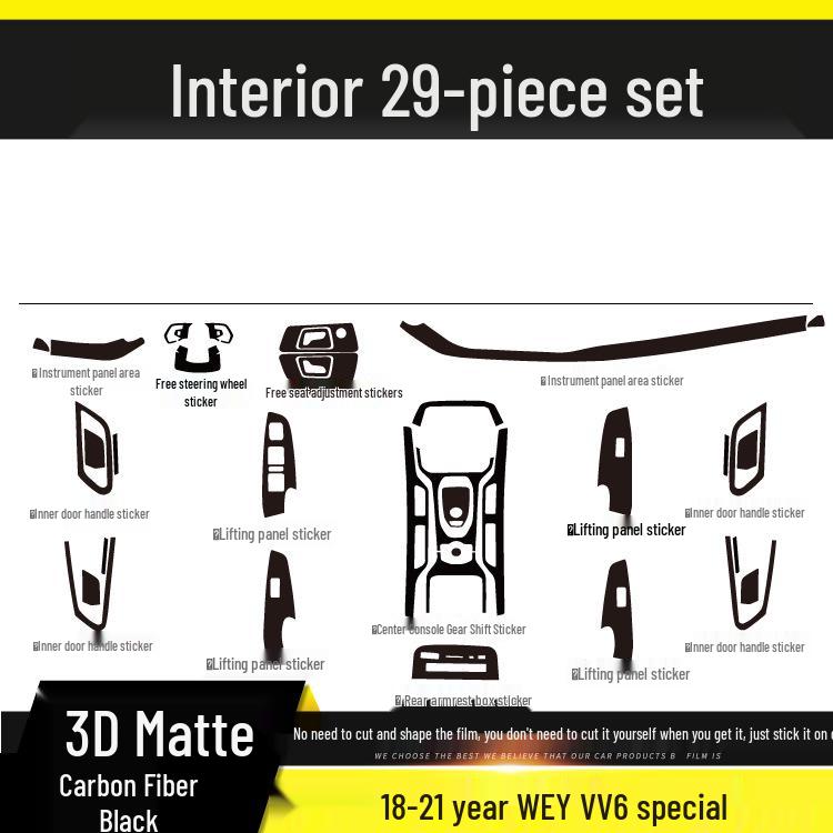 Carbon Fiber Interior Sticker for 17-21 WEY VV5 VV6 VV7S - Center Console Decoration P8