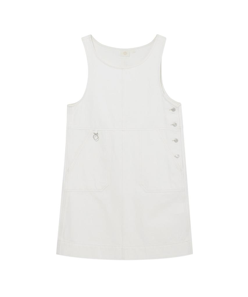 Covernat Woman Suspender Denim Dress Ivory