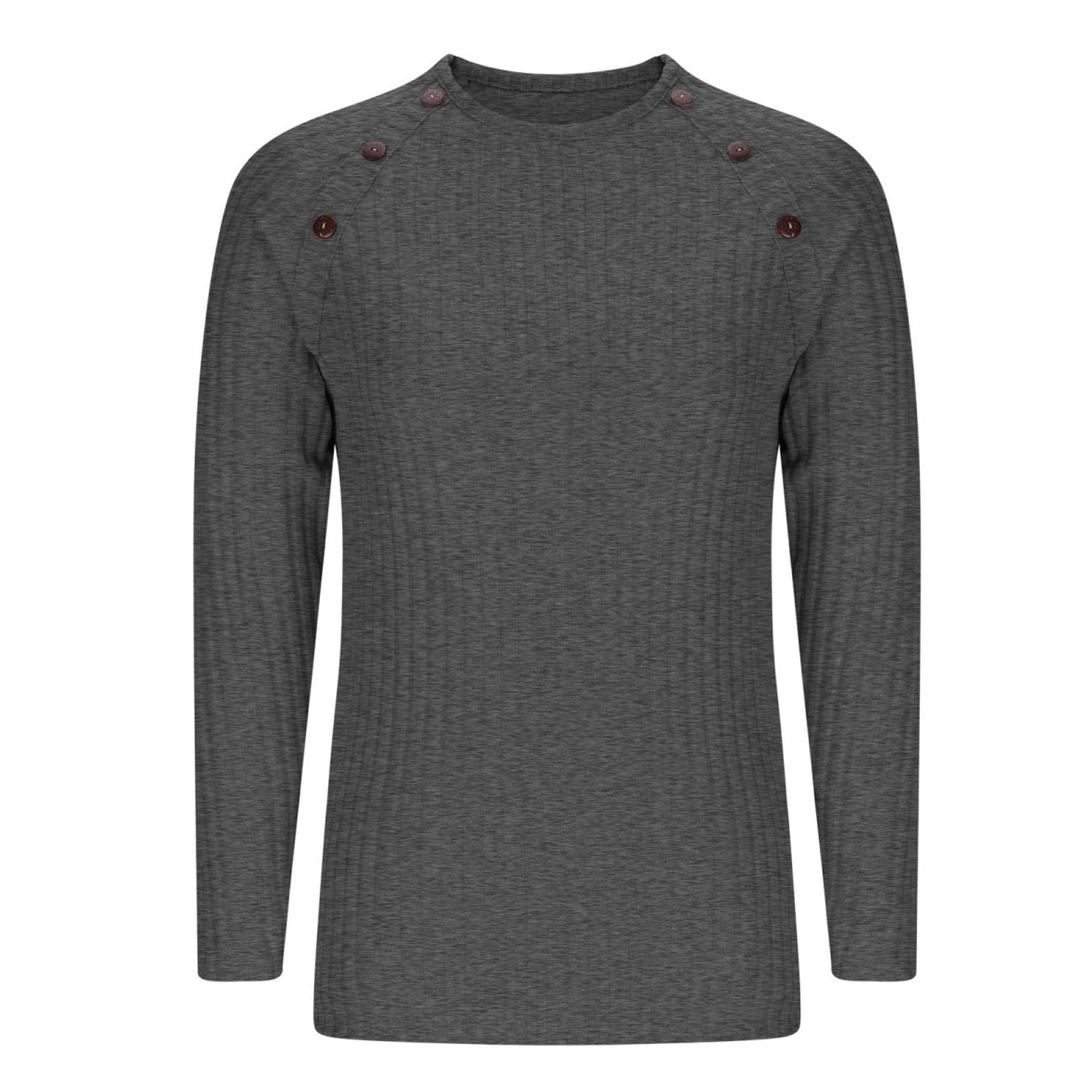 

Женский повседневный и модный трикотажный топ с длинными рукавами, круглым вырезом и пряжкой, однотонный L