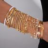 Fashion Minimalist Zircon Bracelet Sets for Women Vintage Elegant Heart Snake Chain Layered Bracelets Birthday Vacation Jewelry