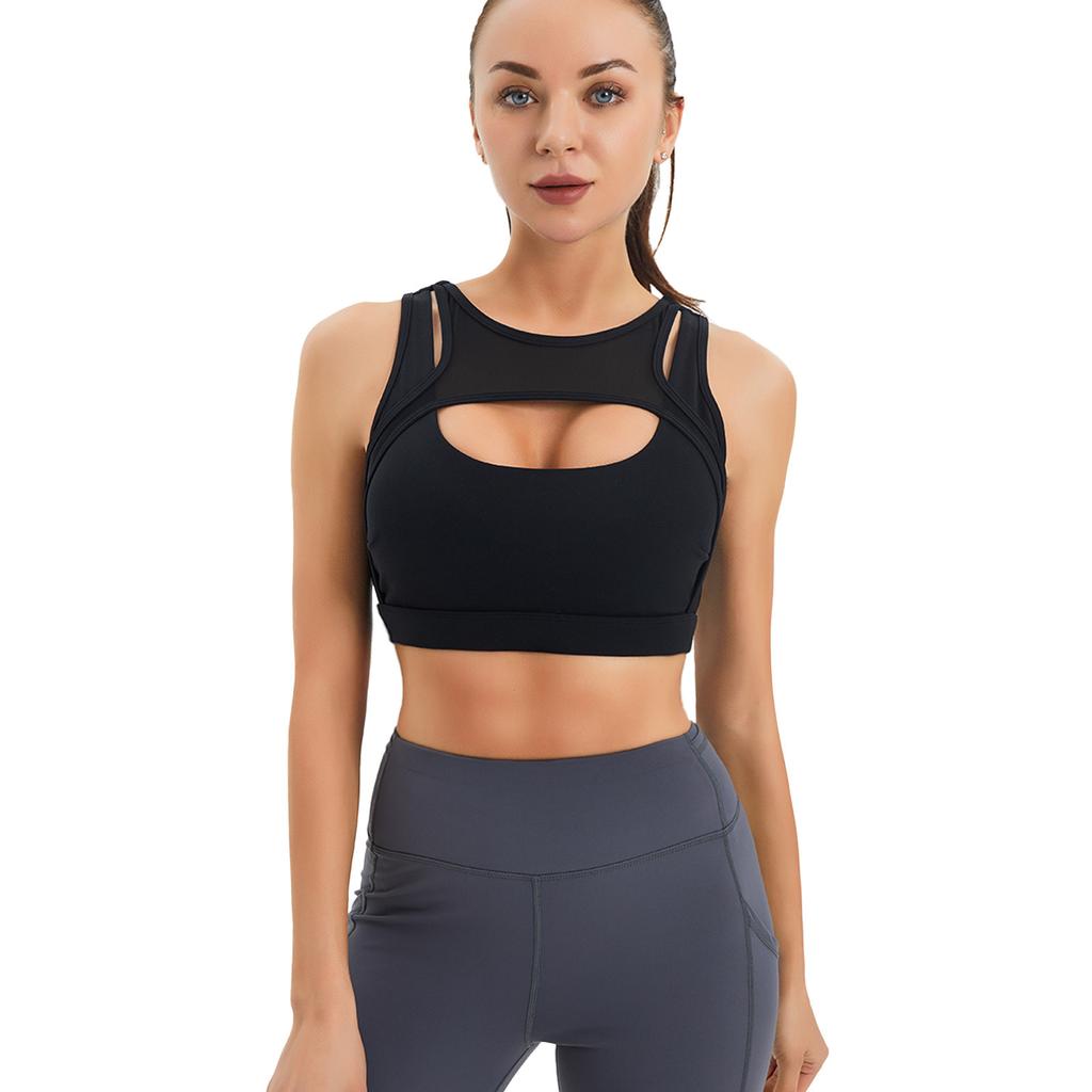 Kadınlar için Darbeye Dayanıklı Hollow Out Spor Sütyeni Katı Push Up Koşu Fitness Yoga Yeleği