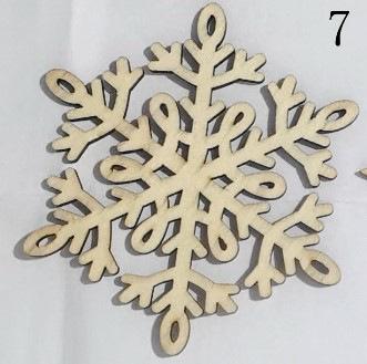 Laser Engraved Christmas Snowflake Pendant Hollow Wood Chips Diy Christmas Tree Pendant Snowflake Wood Chips 6Cm