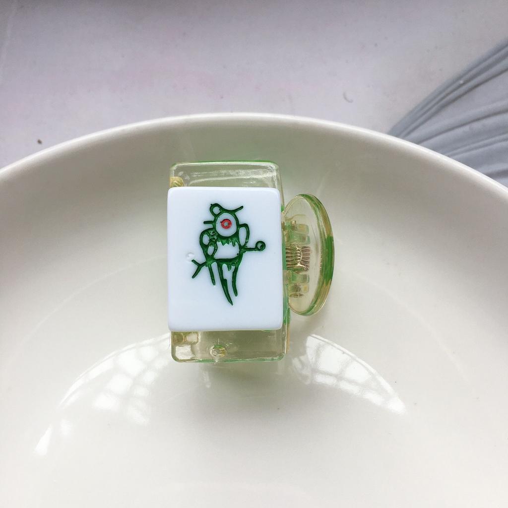 Funny Personality Resin Girls Mini Small Clip Cartoon Pattern Women Hairpin Shark Clip Mahjong Hair Claw Chinese Style Barrette