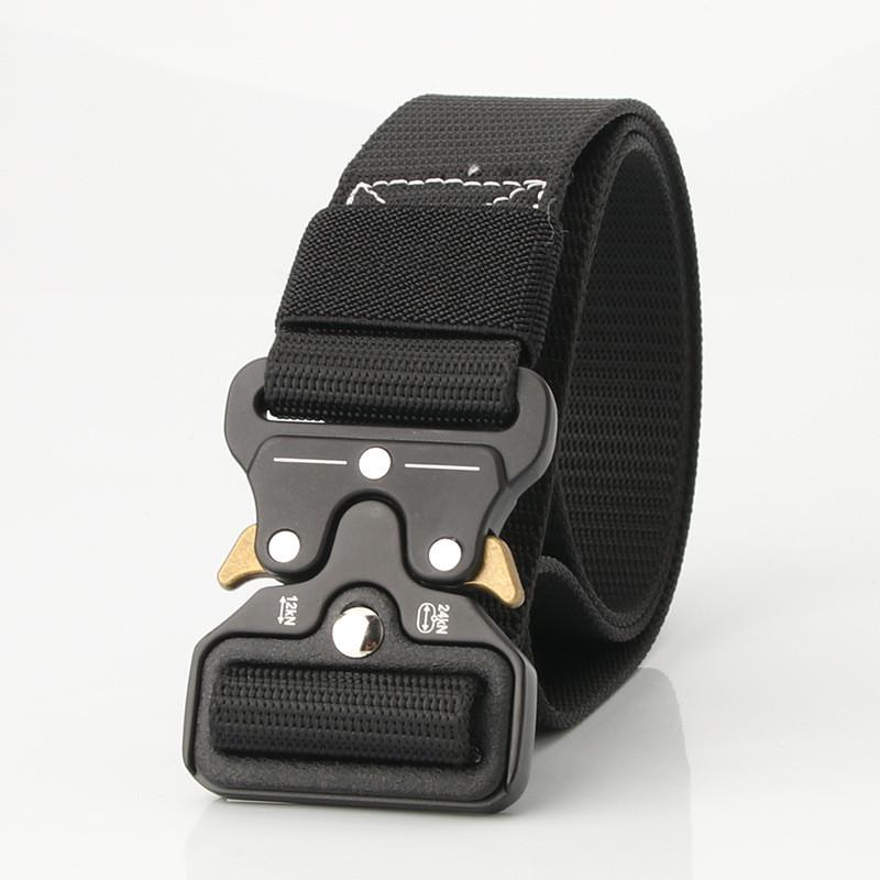 Military Green Canvas Belt With Alloy Buckle For Tactical Sports And Street Fashion