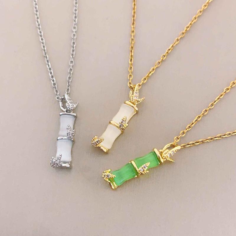 Bamboo Joint Pendant Necklace for Women Adjustable Chain Lightweight Comfortable Jewelry for Vacation Daily Wear