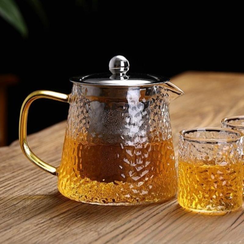 Thick glass teapot transparent large tea pot  tea maker stainless steel filter heat-resistant boiling and tea set Office TeaPot