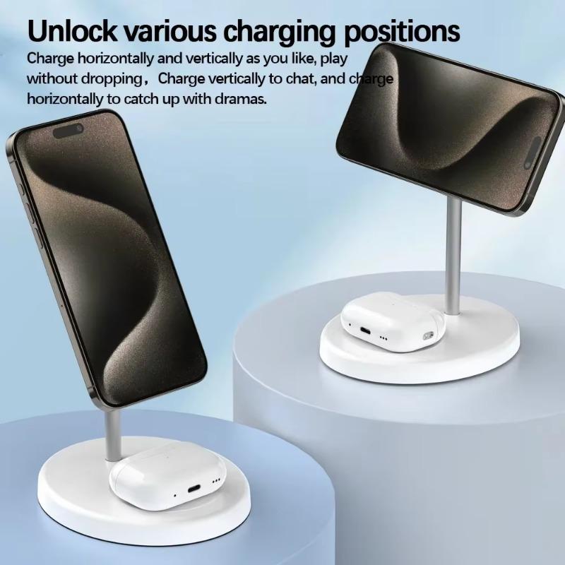 Magnetic Wireless Charger Stand 100W 2 in 1 Phone Charging Station Dock For iPhone 16 15 14 13 12 Pro Max AirPods Fast Charging