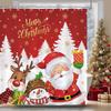 Weihnachtsduschvorhang, niedlicher Weihnachtsmann, Rentier, Schneemann, winterliche Badezimmerdekoration, Polyestergewebe, wasserdicht