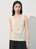 Elegant Women's Silk Jacquard Sleeveless Knit Top - High-Quality Summer Style