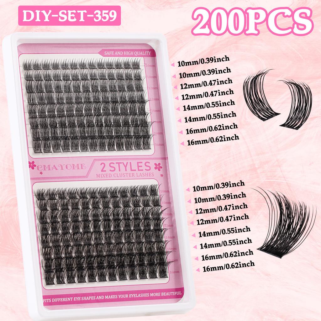 Diy Segmented Single Cluster Of False Eyelashes 10-16Mm Eyelashes C Curvature Dense Curl