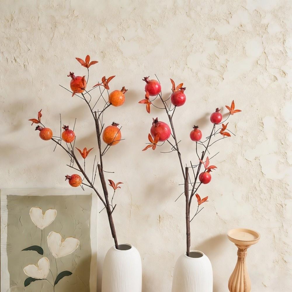 6 Fruits Artificial Pomegranate Branches Realistic Plastic Simulation Pomegranate Fruit Handmade Fake Plants Wedding Party Decor